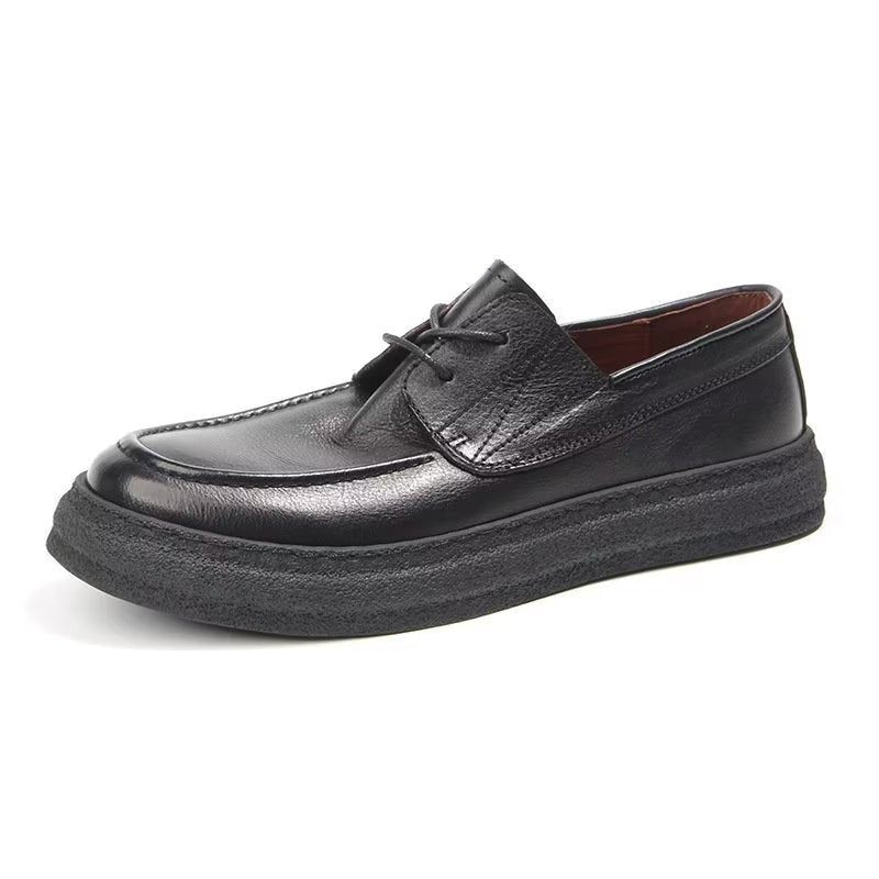 Herren-freizeitschuhe Elegante Sport-sneaker Aus Leder Mit Schnürung - Schwarz