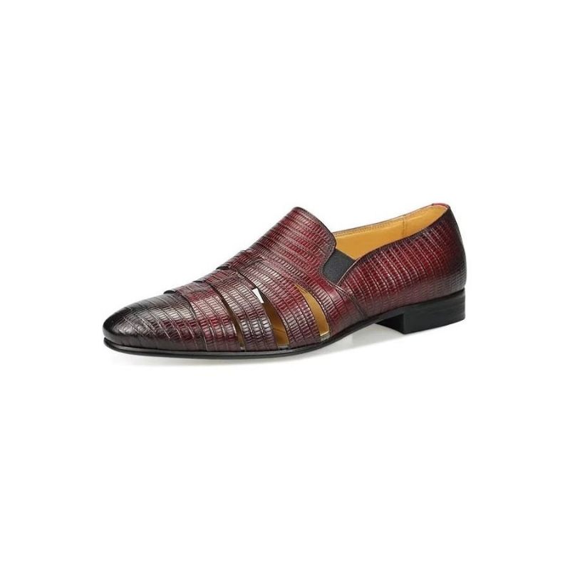 Herren-freizeitschuhe Exotische Slip-on-loafer Mit Metallkappe - Rot