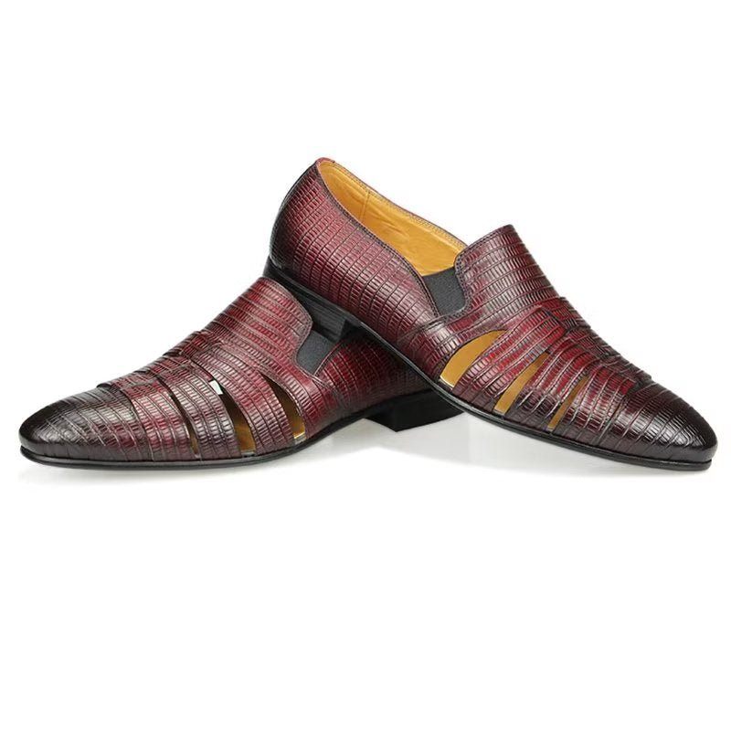 Herren-freizeitschuhe Exotische Slip-on-loafer Mit Metallkappe - Rot