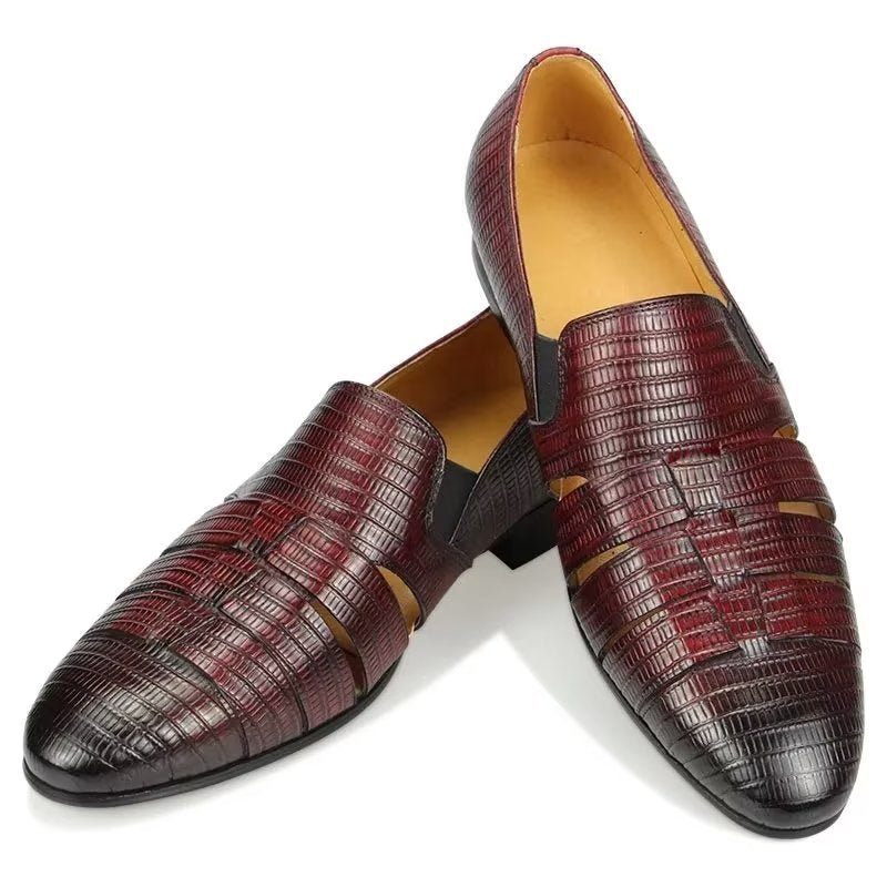 Herren-freizeitschuhe Exotische Slip-on-loafer Mit Metallkappe - Rot