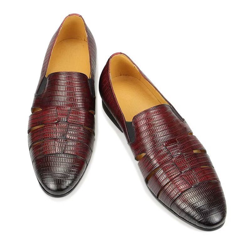 Herren-freizeitschuhe Exotische Slip-on-loafer Mit Metallkappe - Rot