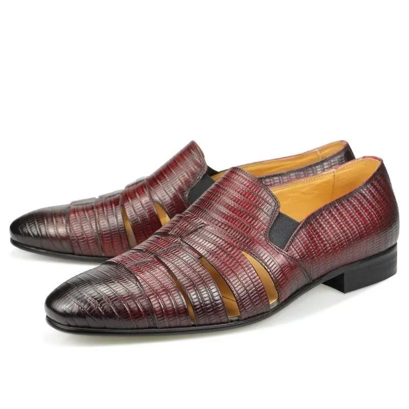 Herren-freizeitschuhe Exotische Slip-on-loafer Mit Metallkappe - Rot