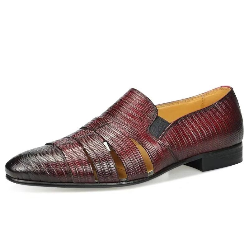 Herren-freizeitschuhe Exotische Slip-on-loafer Mit Metallkappe - Rot