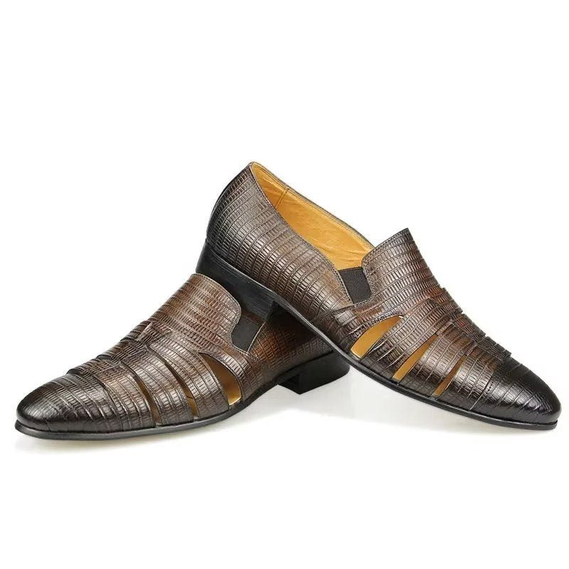 Herren-freizeitschuhe Exotische Slip-on-loafer Mit Metallkappe - Kaffee