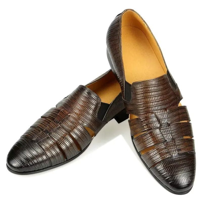 Herren-freizeitschuhe Exotische Slip-on-loafer Mit Metallkappe - Kaffee