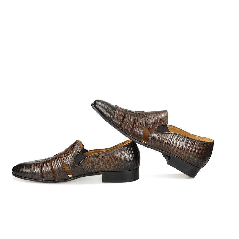 Herren-freizeitschuhe Exotische Slip-on-loafer Mit Metallkappe - Kaffee