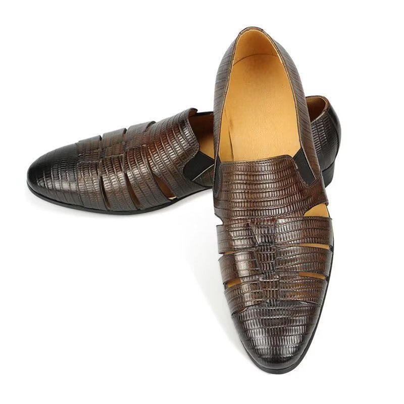 Herren-freizeitschuhe Exotische Slip-on-loafer Mit Metallkappe - Kaffee