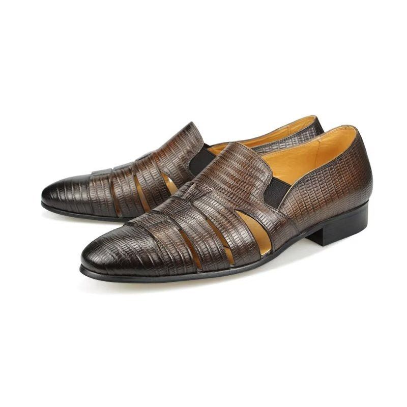 Herren-freizeitschuhe Exotische Slip-on-loafer Mit Metallkappe - Kaffee