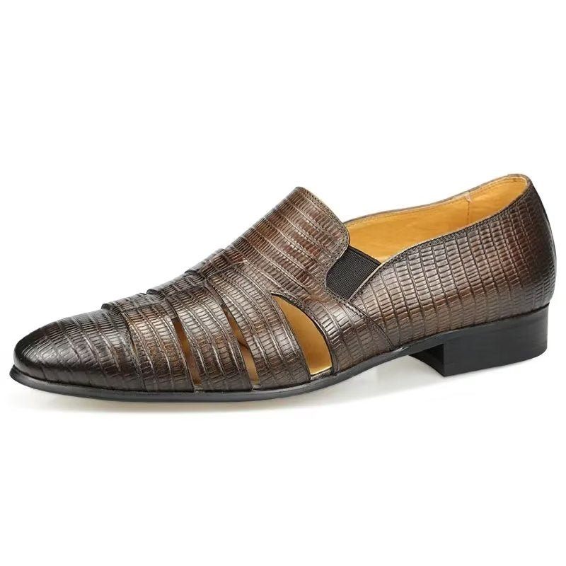 Herren-freizeitschuhe Exotische Slip-on-loafer Mit Metallkappe - Kaffee