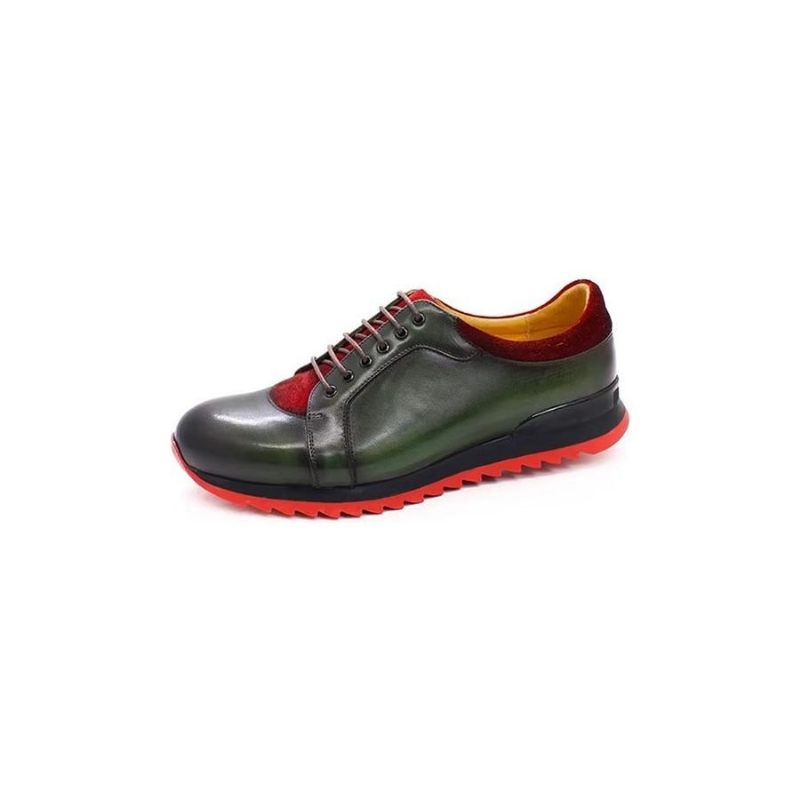 Herren-freizeitschuhe Geprägte Elegante Handbemalte Leder-freizeitschuhe - Grün