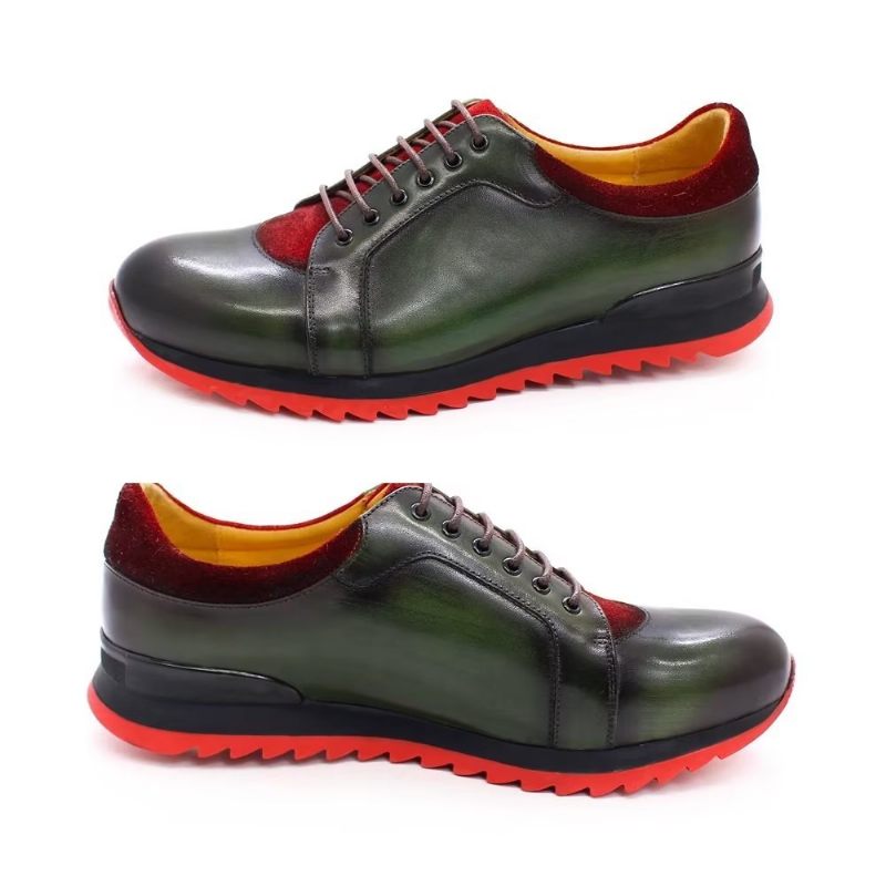 Herren-freizeitschuhe Geprägte Elegante Handbemalte Leder-freizeitschuhe - Grün