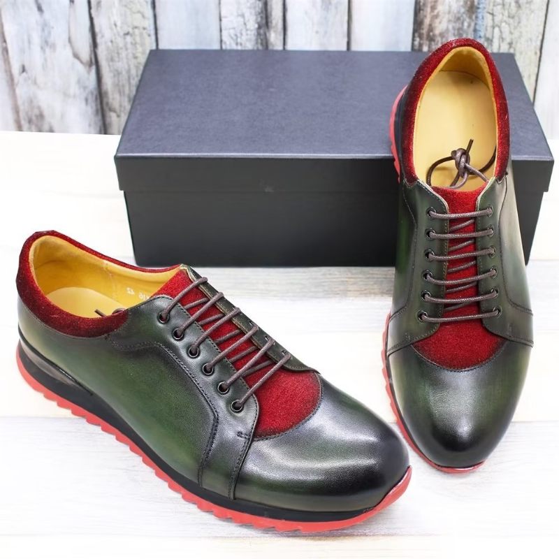 Herren-freizeitschuhe Geprägte Elegante Handbemalte Leder-freizeitschuhe - Grün