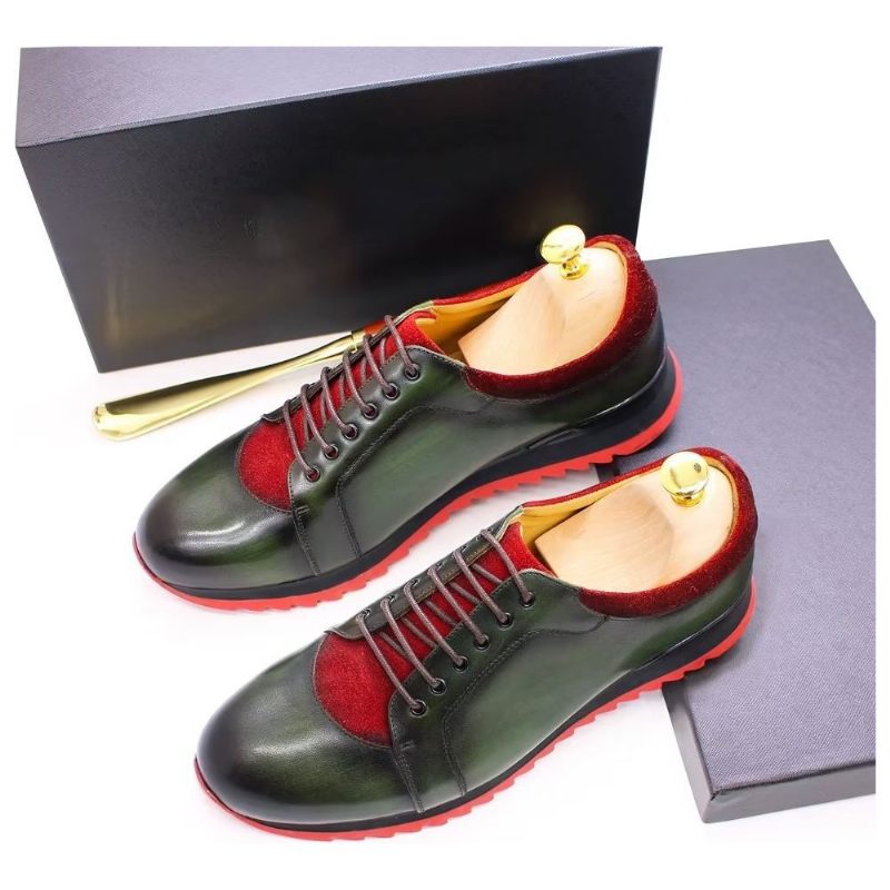 Herren-freizeitschuhe Geprägte Elegante Handbemalte Leder-freizeitschuhe - Grün