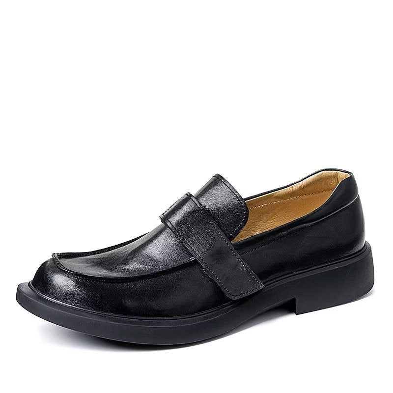 Herren-freizeitschuhe Großzügige Leder-slip-ons Das Ultimative Style-upgrade - Schwarz