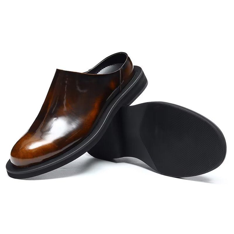 Herren-freizeitschuhe Großzügige Leder-slipper - Kaffee