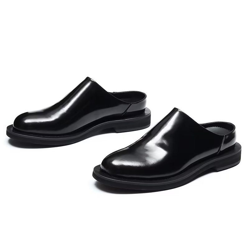 Herren-freizeitschuhe Großzügige Leder-slipper - Schwarz