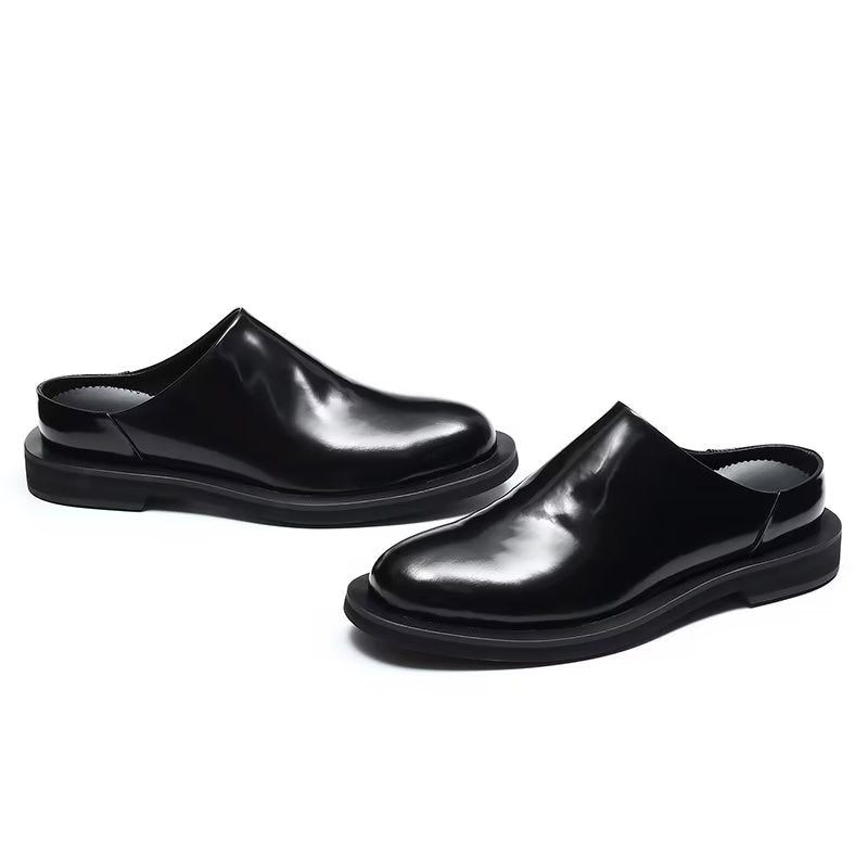 Herren-freizeitschuhe Großzügige Leder-slipper - Schwarz