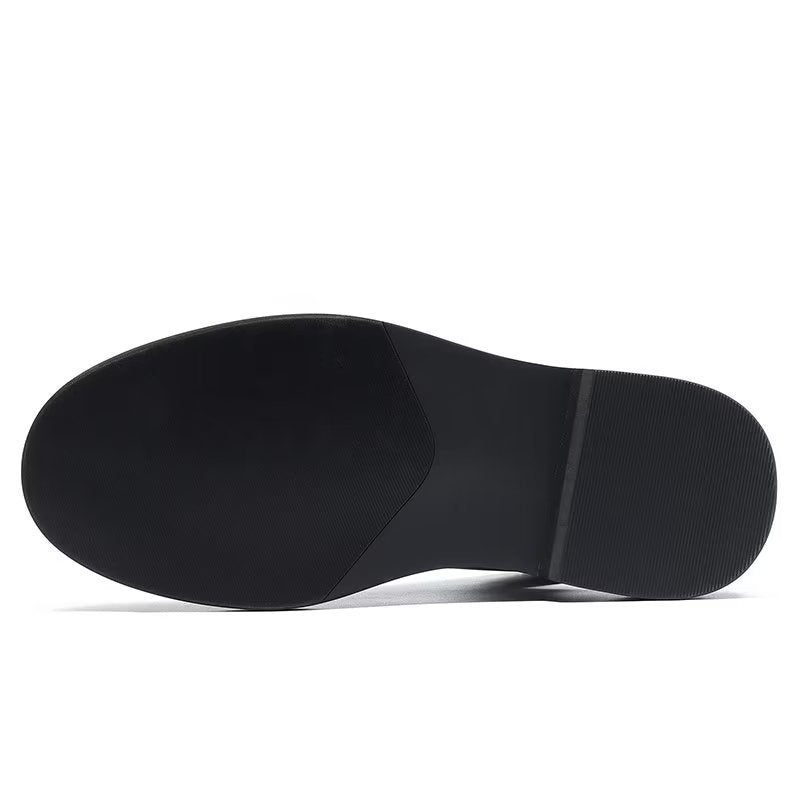 Herren-freizeitschuhe Großzügige Leder-slipper - Schwarz