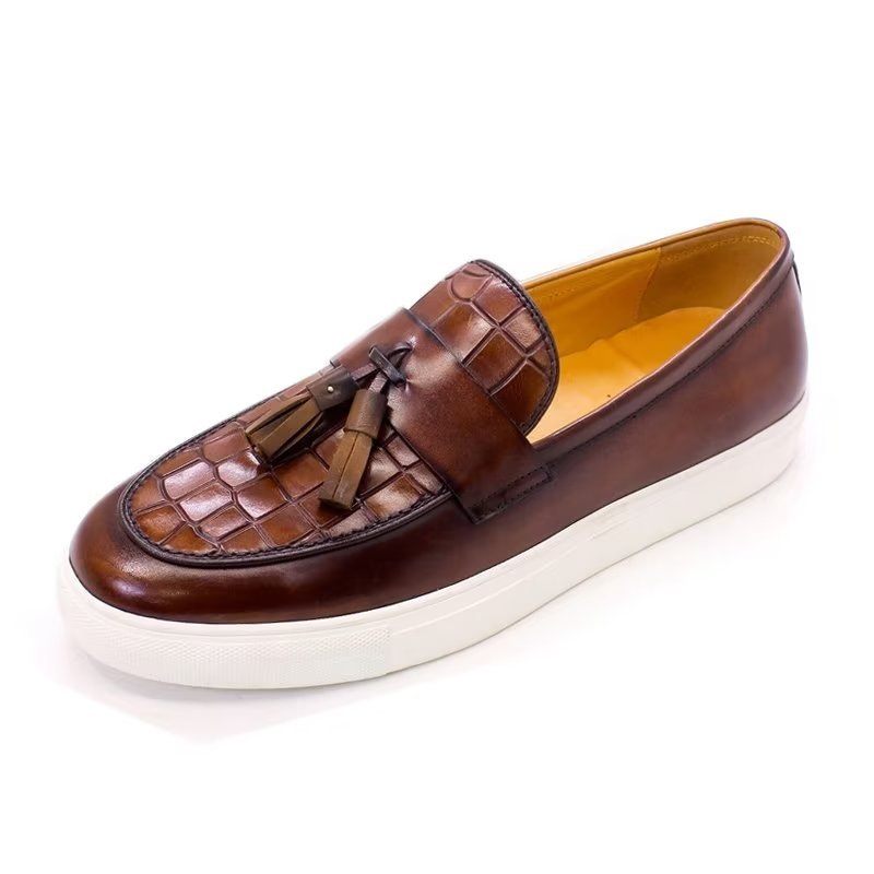 Herren Freizeitschuhe Handbemalte Slip-ons - Kaffee