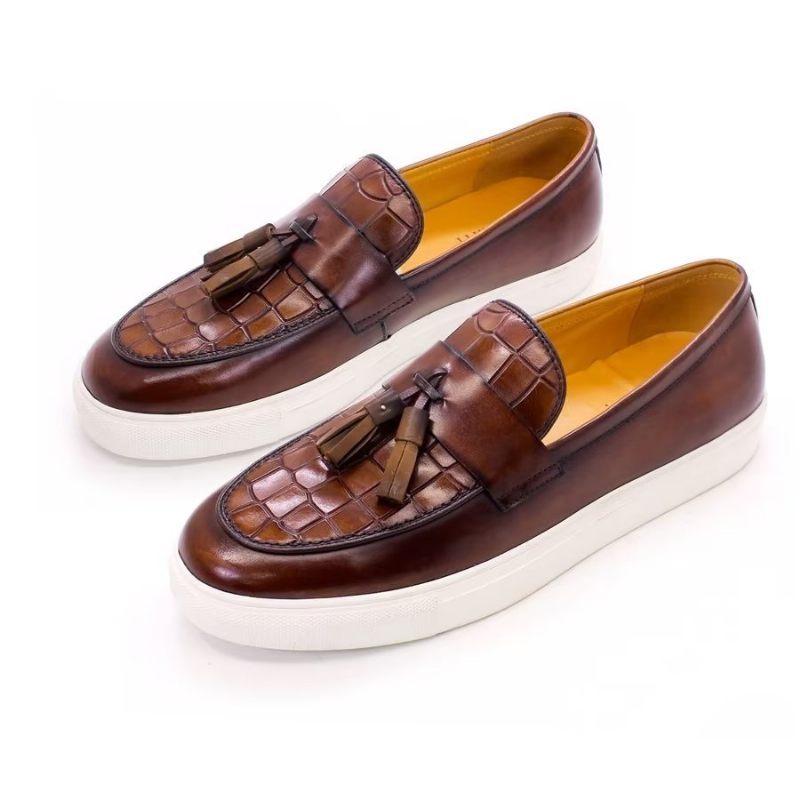 Herren Freizeitschuhe Handbemalte Slip-ons - Kaffee