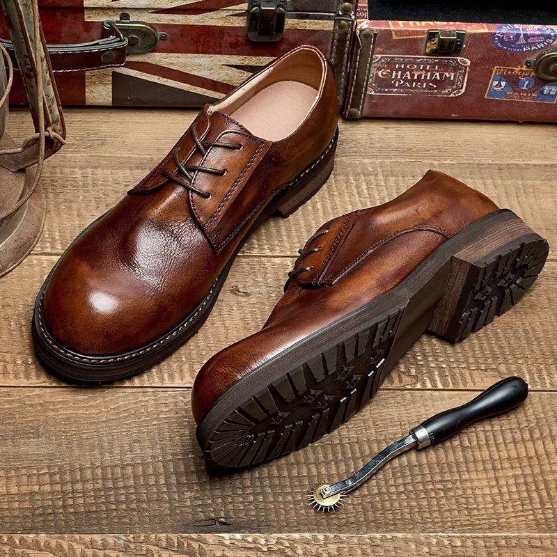 Herren-freizeitschuhe Lavish Leatherlux Freizeitschuhe Mit Runder Zehenpartie - Kaffee