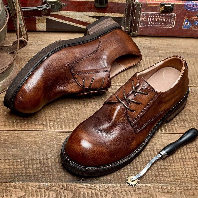 Herren-freizeitschuhe Lavish Leatherlux Freizeitschuhe Mit Runder Zehenpartie - Kaffee