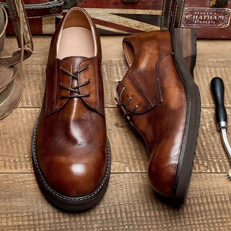 Herren-freizeitschuhe Lavish Leatherlux Freizeitschuhe Mit Runder Zehenpartie - Kaffee