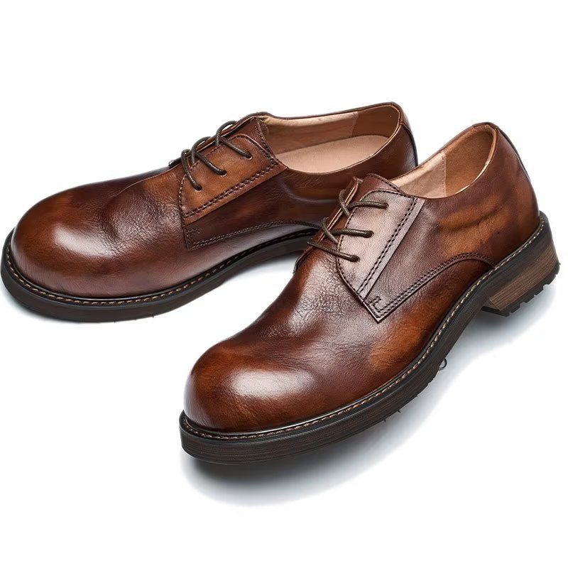 Herren-freizeitschuhe Lavish Leatherlux Freizeitschuhe Mit Runder Zehenpartie - Kaffee