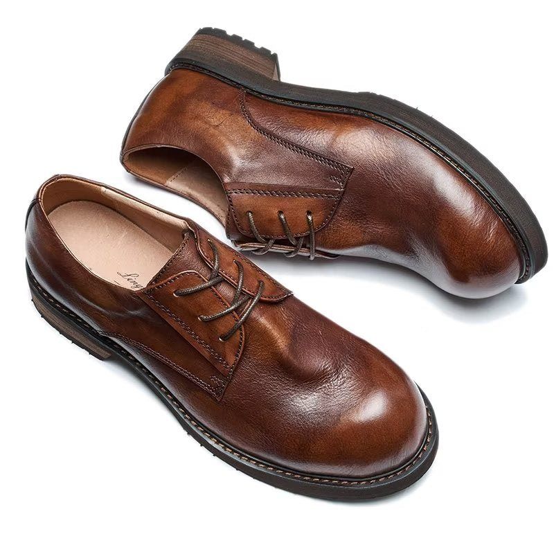 Herren-freizeitschuhe Lavish Leatherlux Freizeitschuhe Mit Runder Zehenpartie - Kaffee