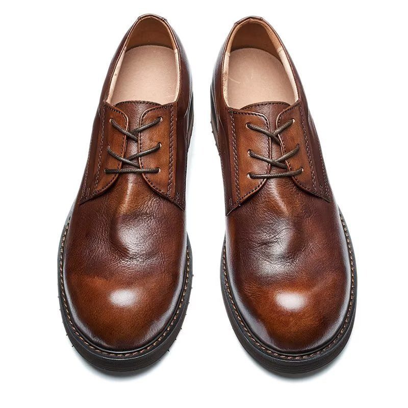 Herren-freizeitschuhe Lavish Leatherlux Freizeitschuhe Mit Runder Zehenpartie - Kaffee