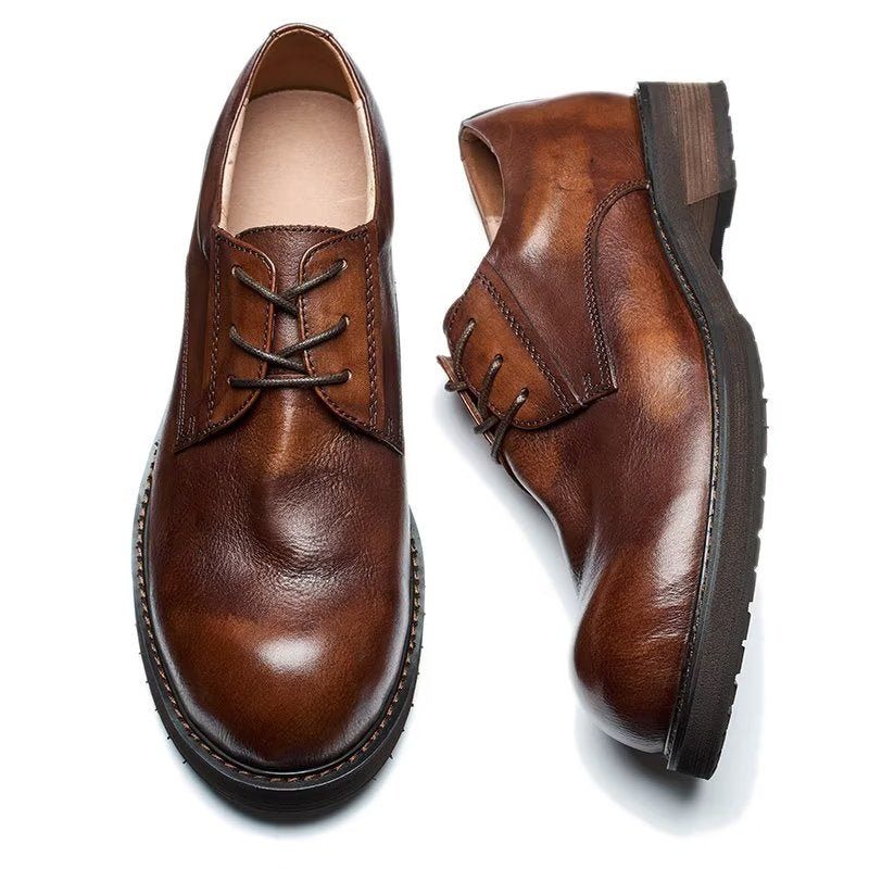 Herren-freizeitschuhe Lavish Leatherlux Freizeitschuhe Mit Runder Zehenpartie - Kaffee