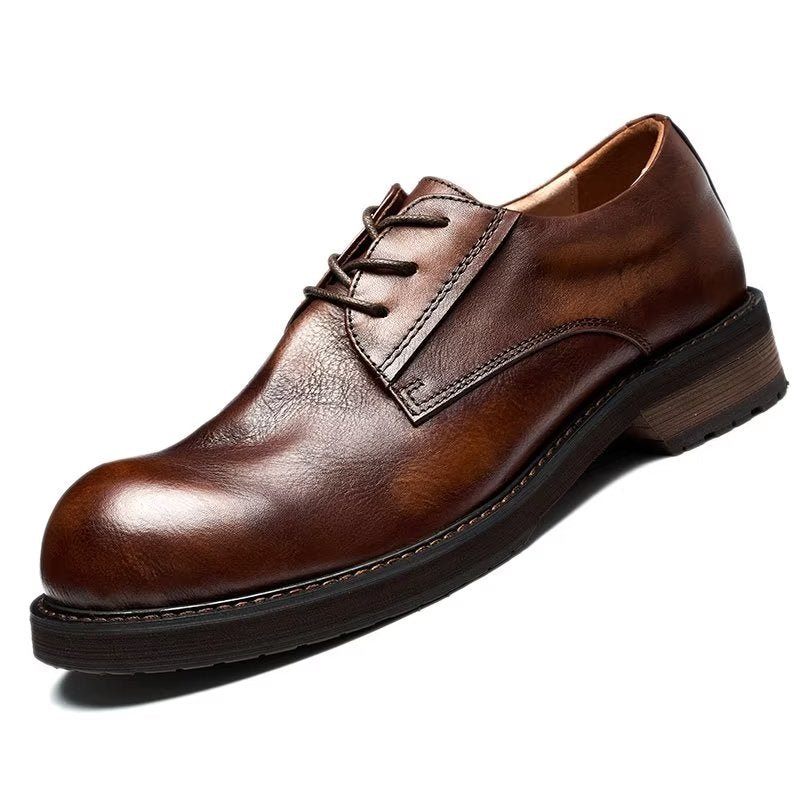 Herren-freizeitschuhe Lavish Leatherlux Freizeitschuhe Mit Runder Zehenpartie - Kaffee