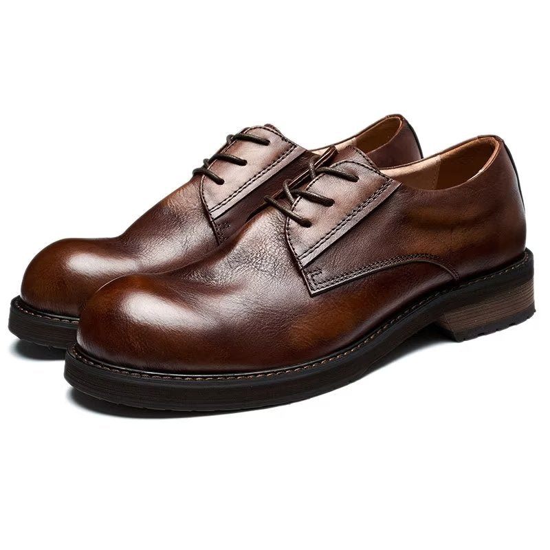 Herren-freizeitschuhe Lavish Leatherlux Freizeitschuhe Mit Runder Zehenpartie - Kaffee