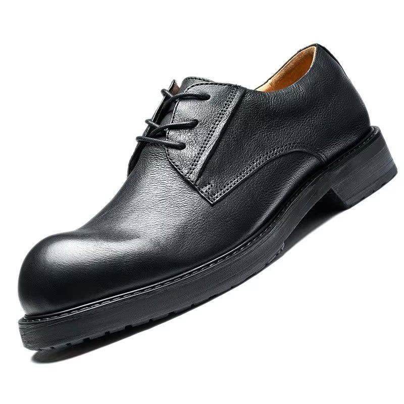 Herren-freizeitschuhe Lavish Leatherlux Freizeitschuhe Mit Runder Zehenpartie - Schwarz