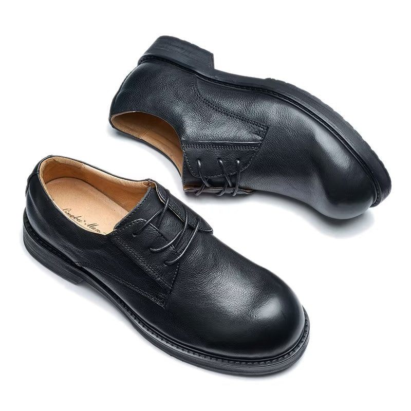 Herren-freizeitschuhe Lavish Leatherlux Freizeitschuhe Mit Runder Zehenpartie - Schwarz