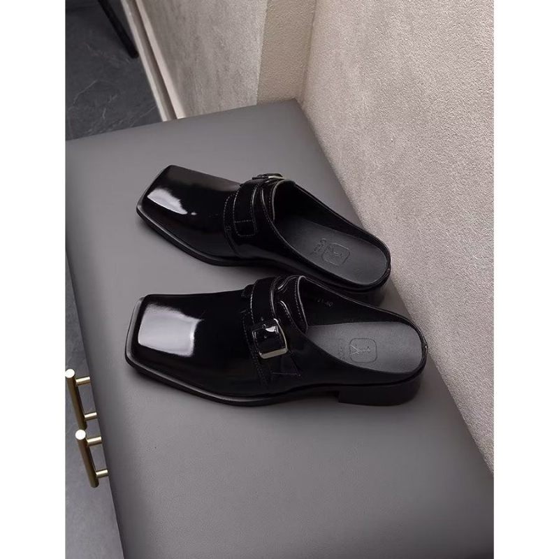 Herren Freizeitschuhe Leder Business Strand Hausschuhe - Schwarz