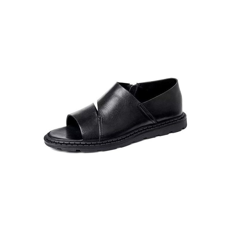 Herren-freizeitschuhe Leder-peep-toe-sandalen - Schwarz