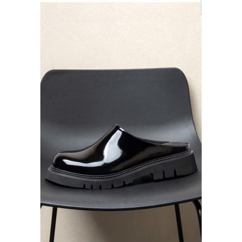 Herren Freizeitschuhe Leder Plateau Business Hausschuhe - Schwarz