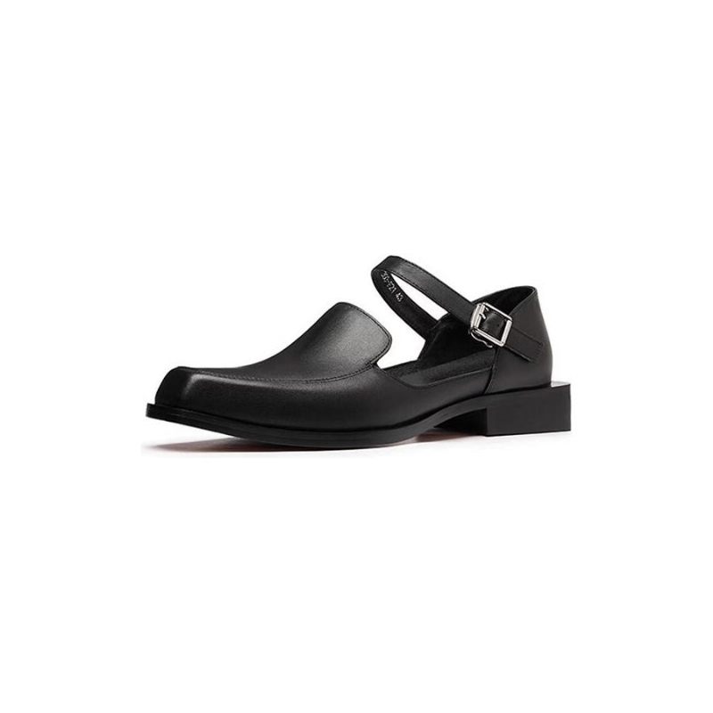 Herren-freizeitschuhe Leder Schicke Schnallensandalen - Schwarz