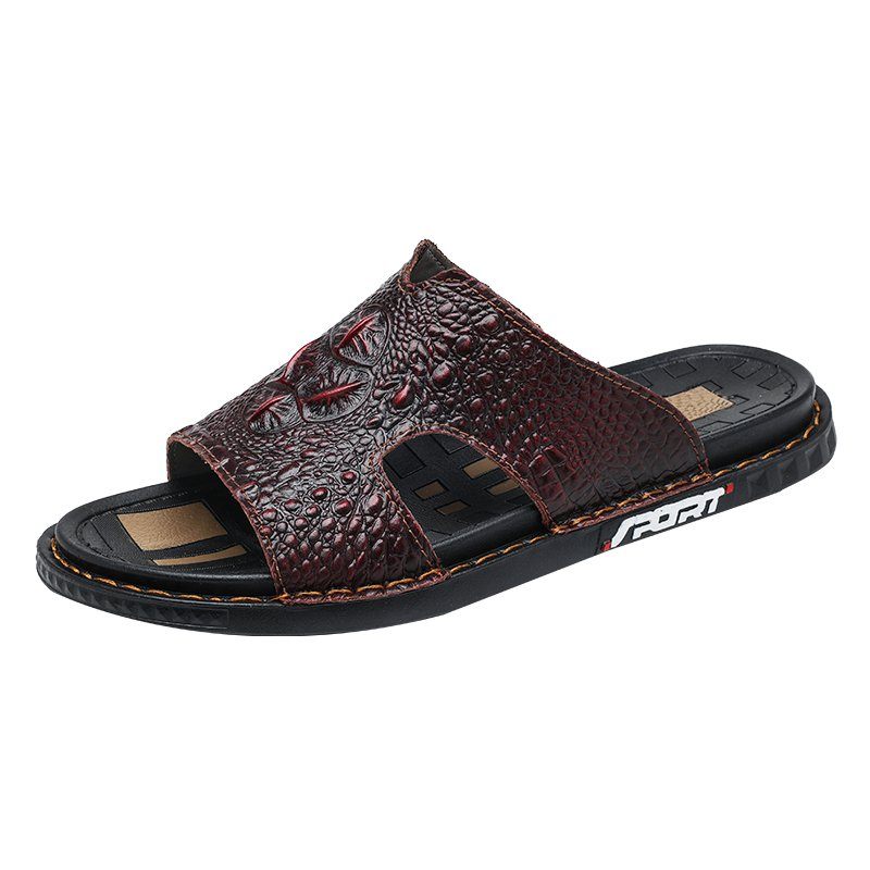 Herren Freizeitschuhe Luxecroco Summer Schick Slip On Slides - Rot