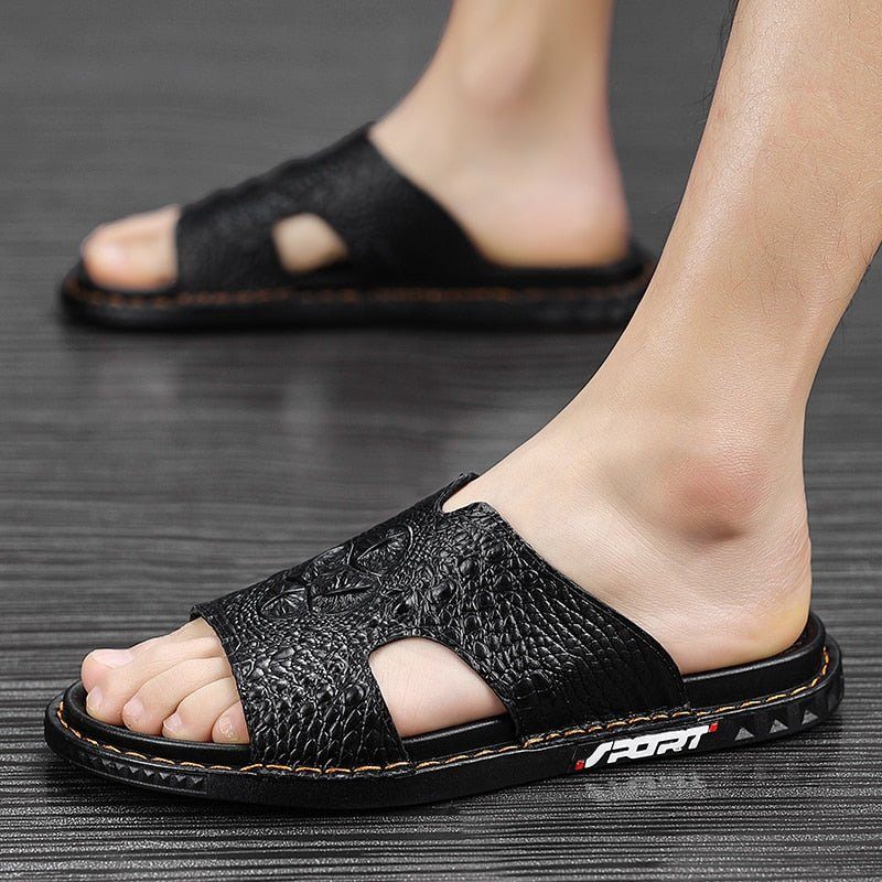 Herren Freizeitschuhe Luxecroco Summer Schick Slip On Slides - Schwarz