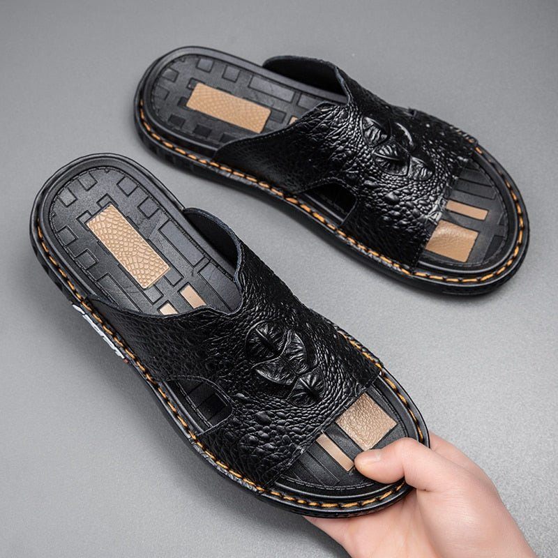 Herren Freizeitschuhe Luxecroco Summer Schick Slip On Slides - Schwarz