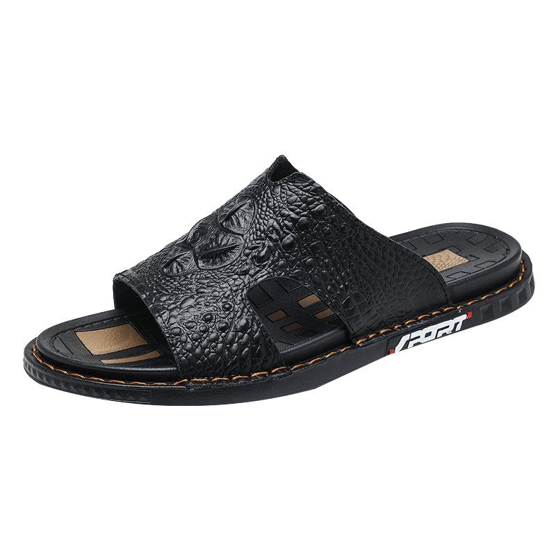 Herren Freizeitschuhe Luxecroco Summer Schick Slip On Slides - Schwarz