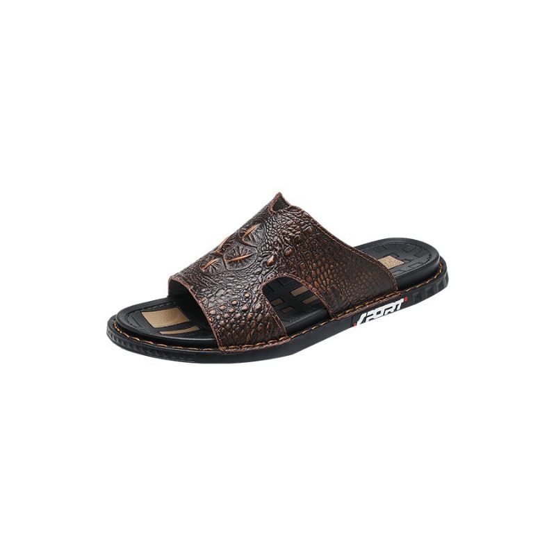 Herren Freizeitschuhe Luxecroco Summer Schick Slip On Slides - Kaffee