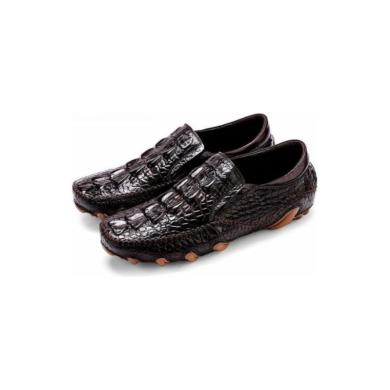 Herren-freizeitschuhe Luxuriöse Alligator-textur Slip-on-oxford-schuhe - Schwarz