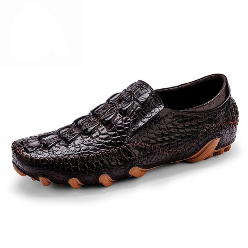 Herren-freizeitschuhe Luxuriöse Alligator-textur Slip-on-oxford-schuhe - Kaffee