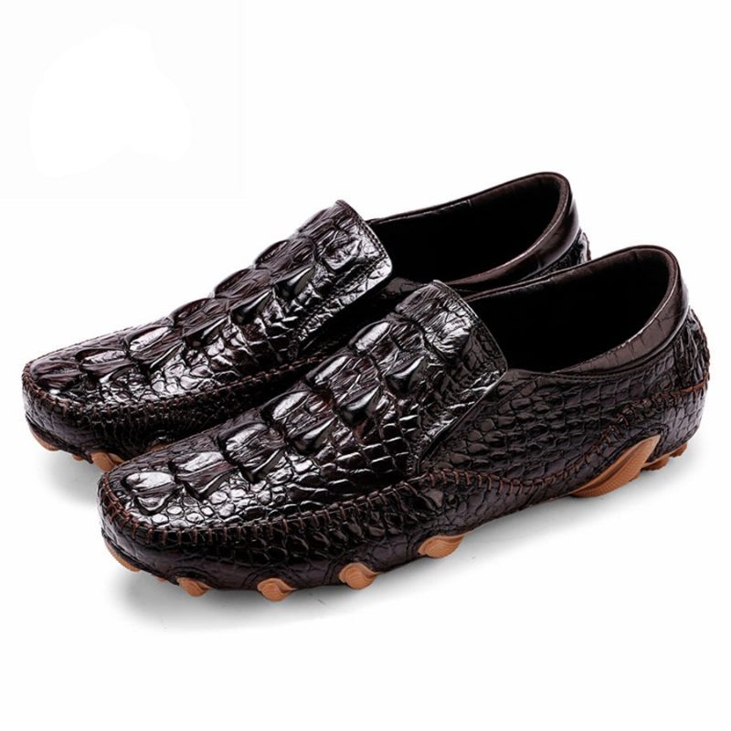 Herren-freizeitschuhe Luxuriöse Alligator-textur Slip-on-oxford-schuhe - Kaffee