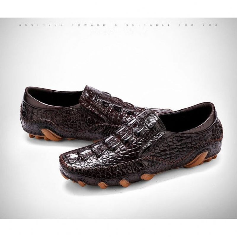 Herren-freizeitschuhe Luxuriöse Alligator-textur Slip-on-oxford-schuhe - Kaffee