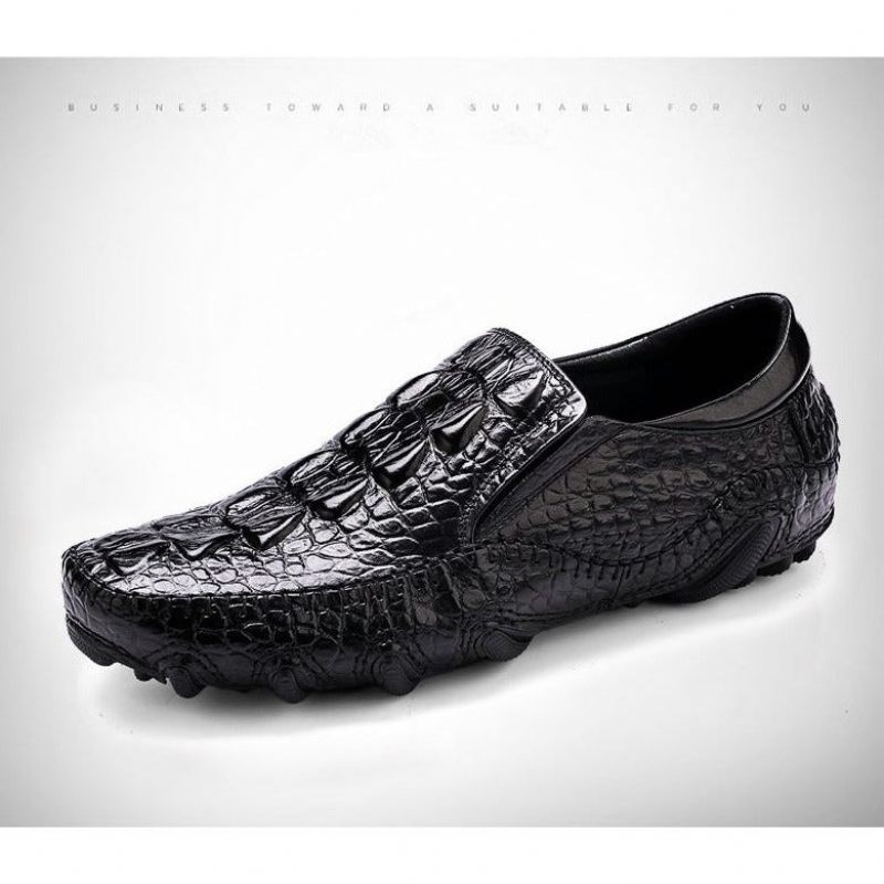 Herren-freizeitschuhe Luxuriöse Alligator-textur Slip-on-oxford-schuhe - Schwarz