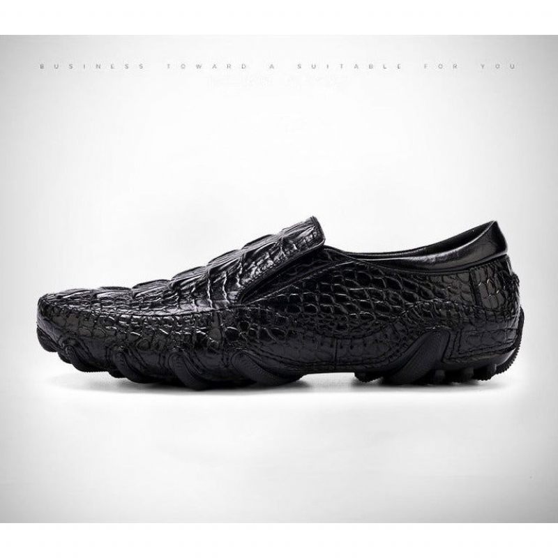 Herren-freizeitschuhe Luxuriöse Alligator-textur Slip-on-oxford-schuhe - Schwarz